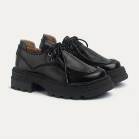 Achilles | Women Black Chunky Oxford Loafer with laces