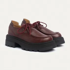 Achilles | Women Burgundy Chunky Oxford Loafer with laces