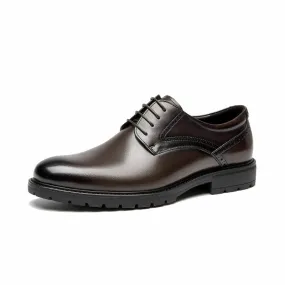 BeauToday Men's Classic Full Grain Calfskin Leather Wide-Fit Cap Toe Oxfords Shoes
