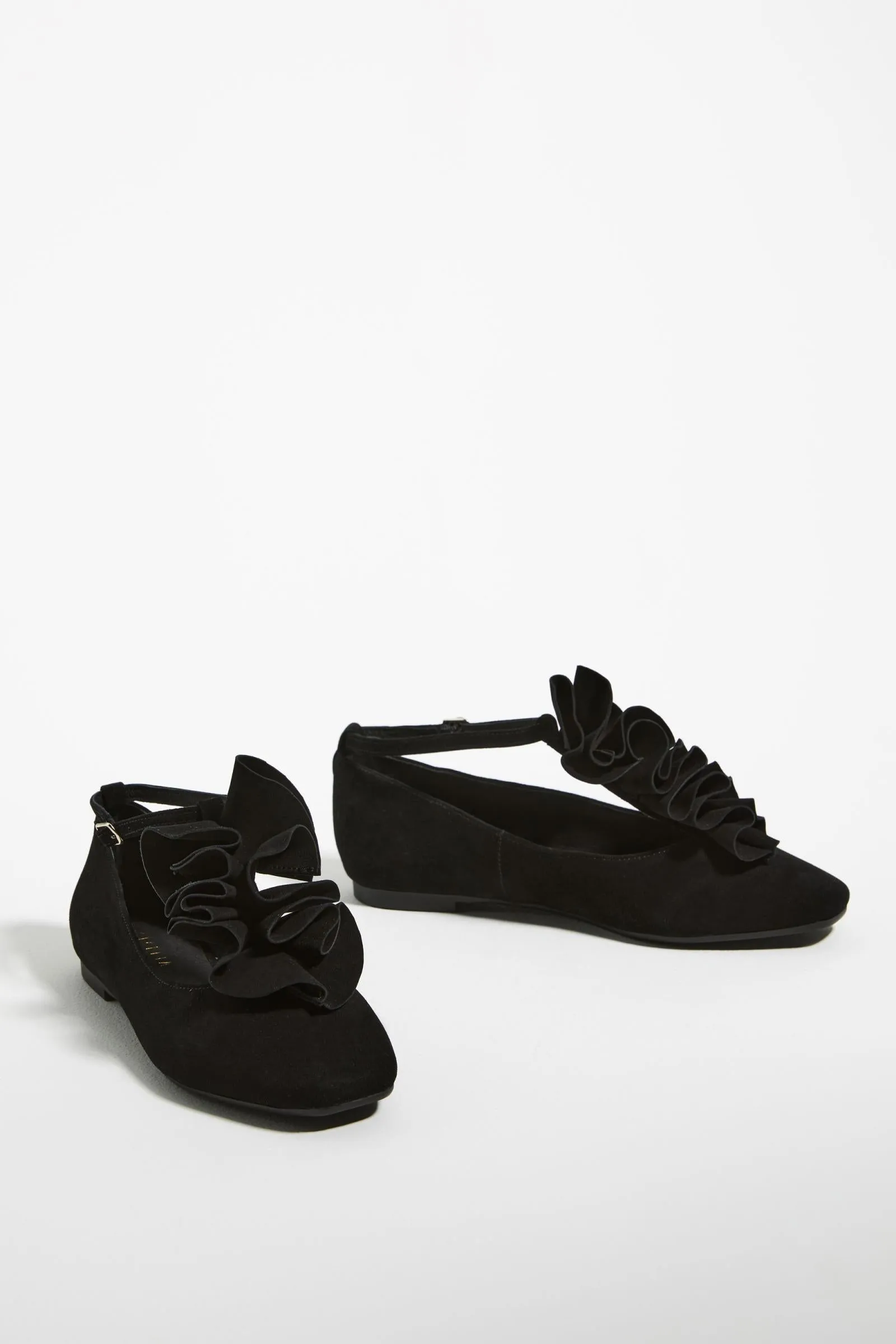Cecelia New York Remi Black Suede Elegant Ankle Strap Flat Ballet Flat Shoes