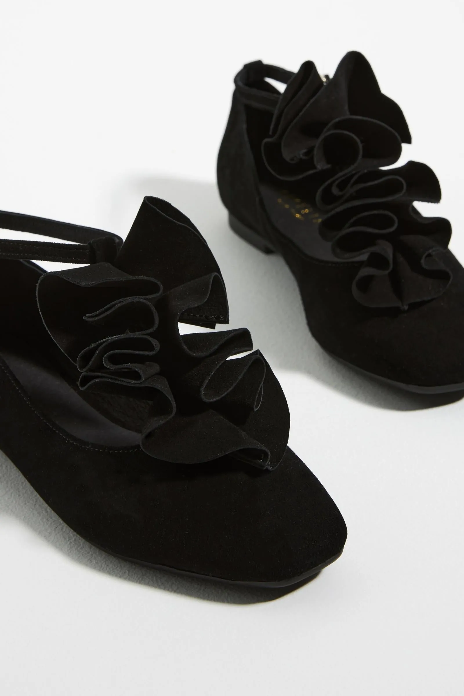 Cecelia New York Remi Black Suede Elegant Ankle Strap Flat Ballet Flat Shoes