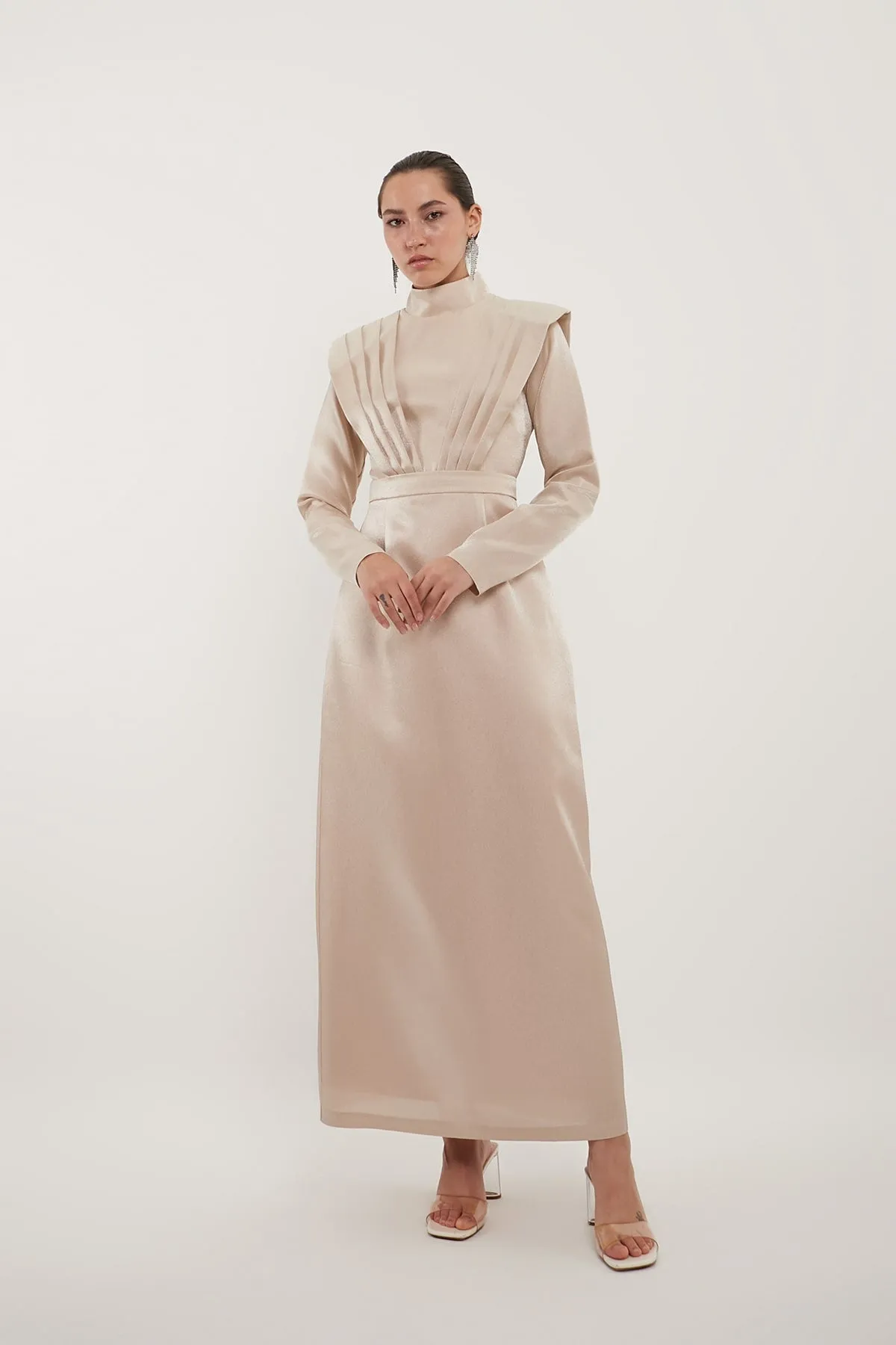 Classy Evening Dress - Beige