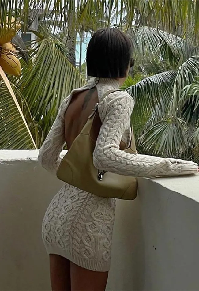 Cut Out Backless Sweater Midi Dress