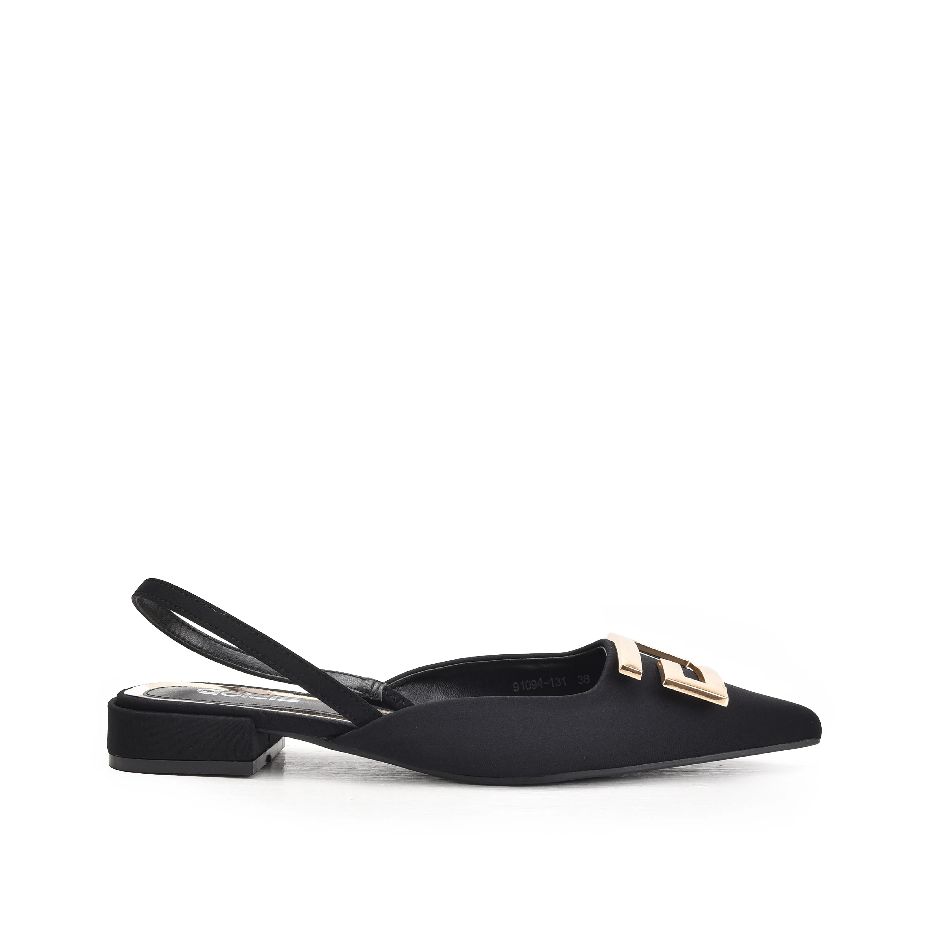Elegant Black Buckle Slingback Flats | 420N-C
