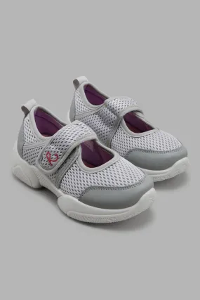 Girls Grey Mesh Trainer