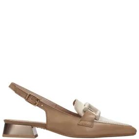 Hispanitas Cream & Tan Leather Sling Back Shoes