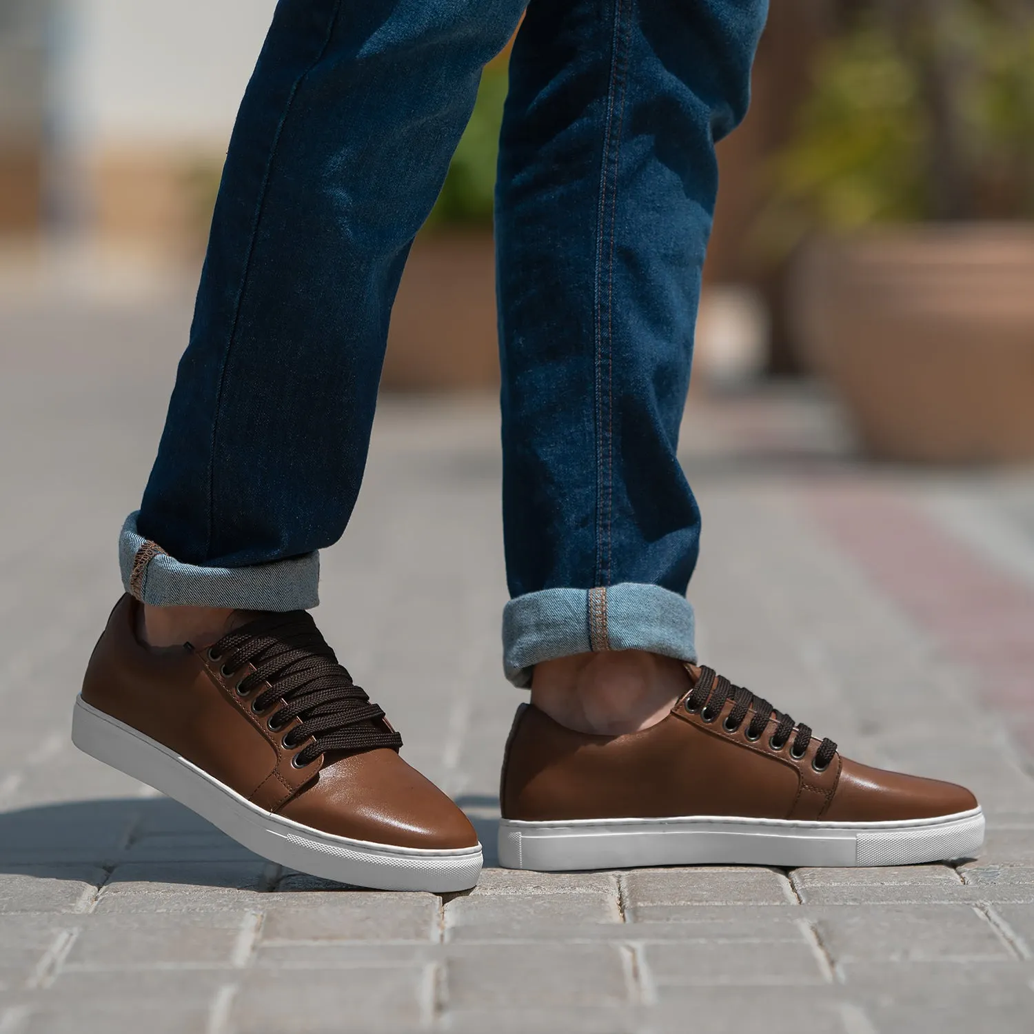 Murphy Low Top Tan Leather Sneakers