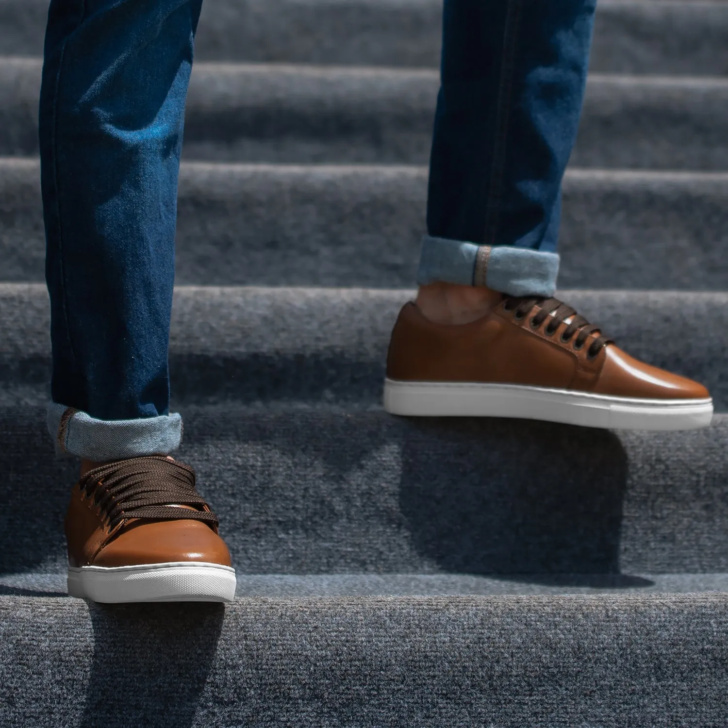 Murphy Low Top Tan Leather Sneakers