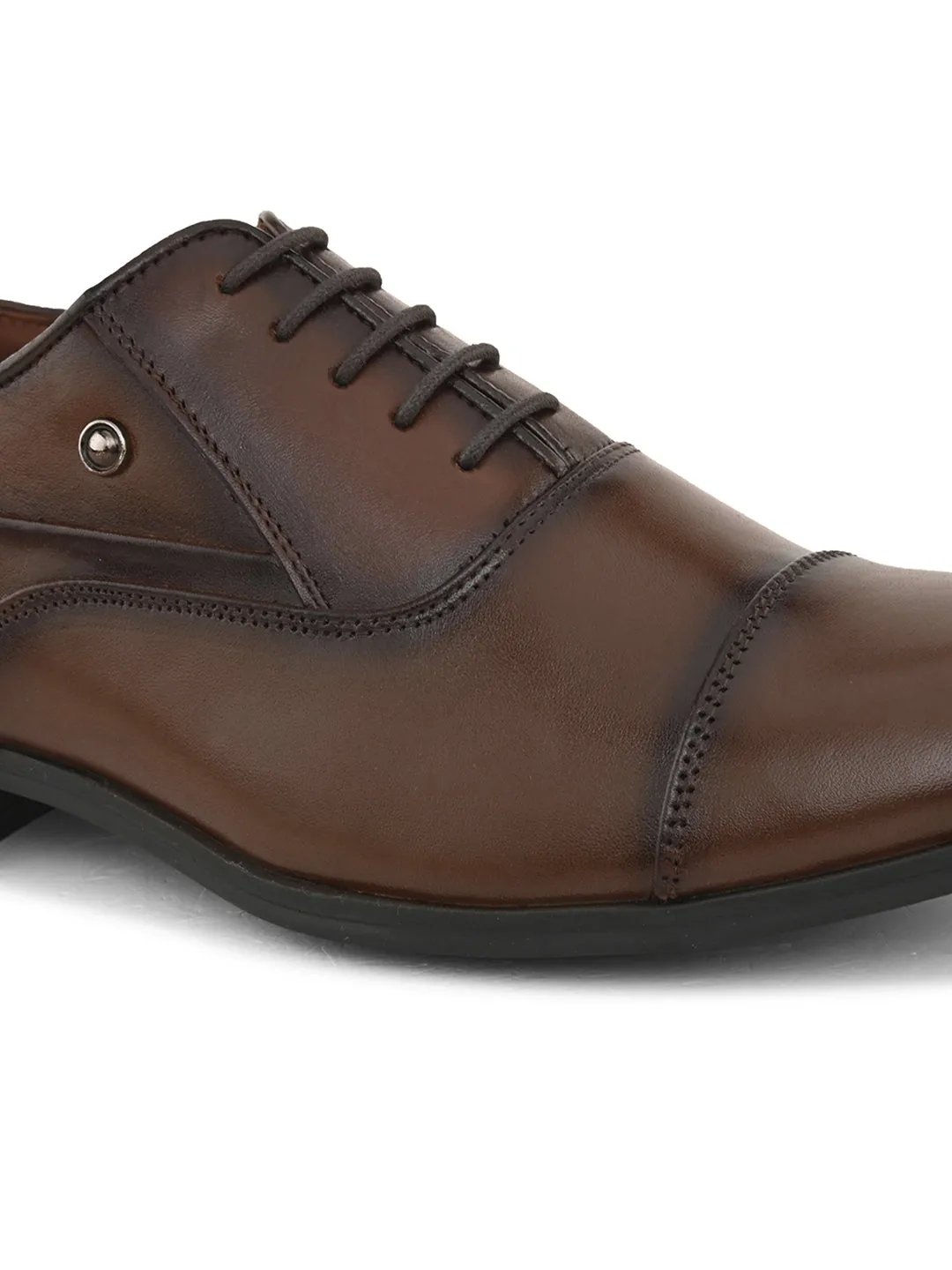 Pelle Albero Men's Brown Leather Lace-Up Formal Oxford