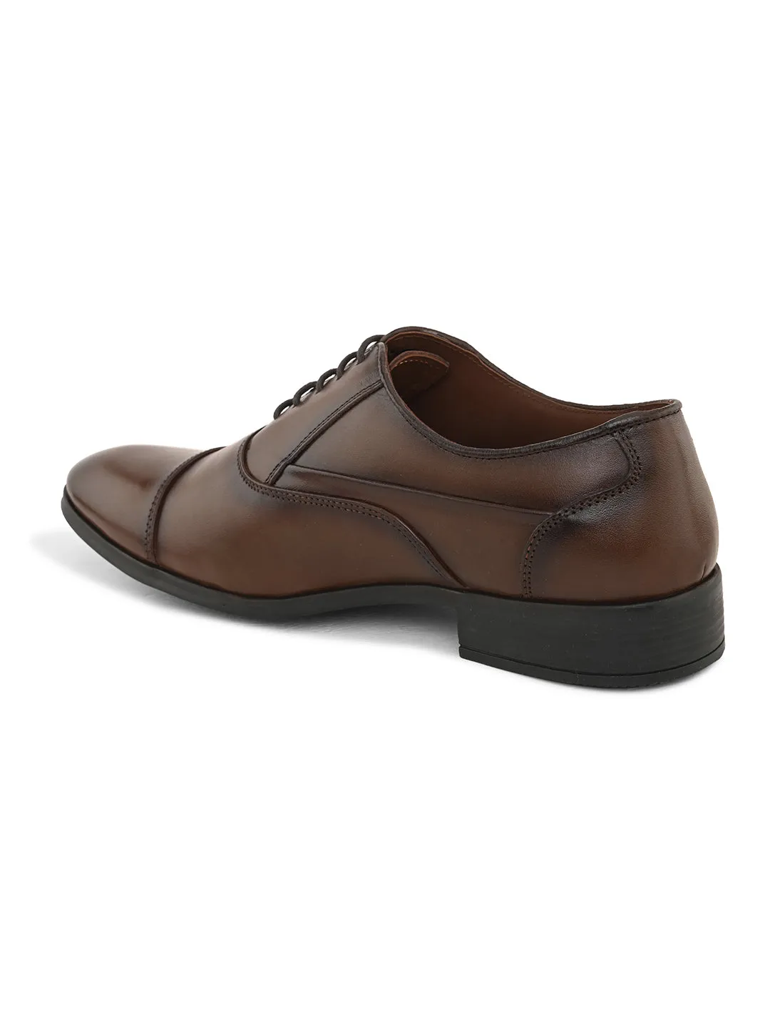 Pelle Albero Men's Brown Leather Lace-Up Formal Oxford
