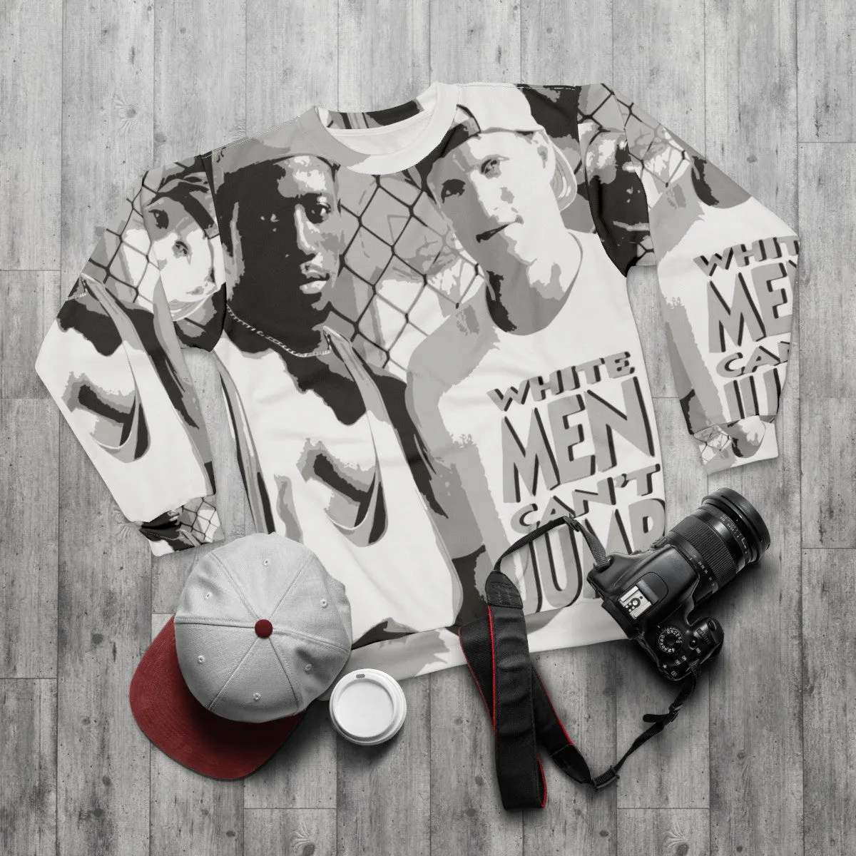 "White Men Can't Jump" Stencil Style Basketball Sweatshirt