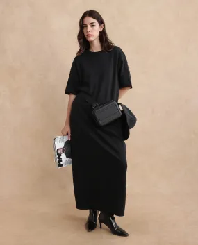 Rareism Women Afrinca Black Cotton Polyester Fabric Plain Dress