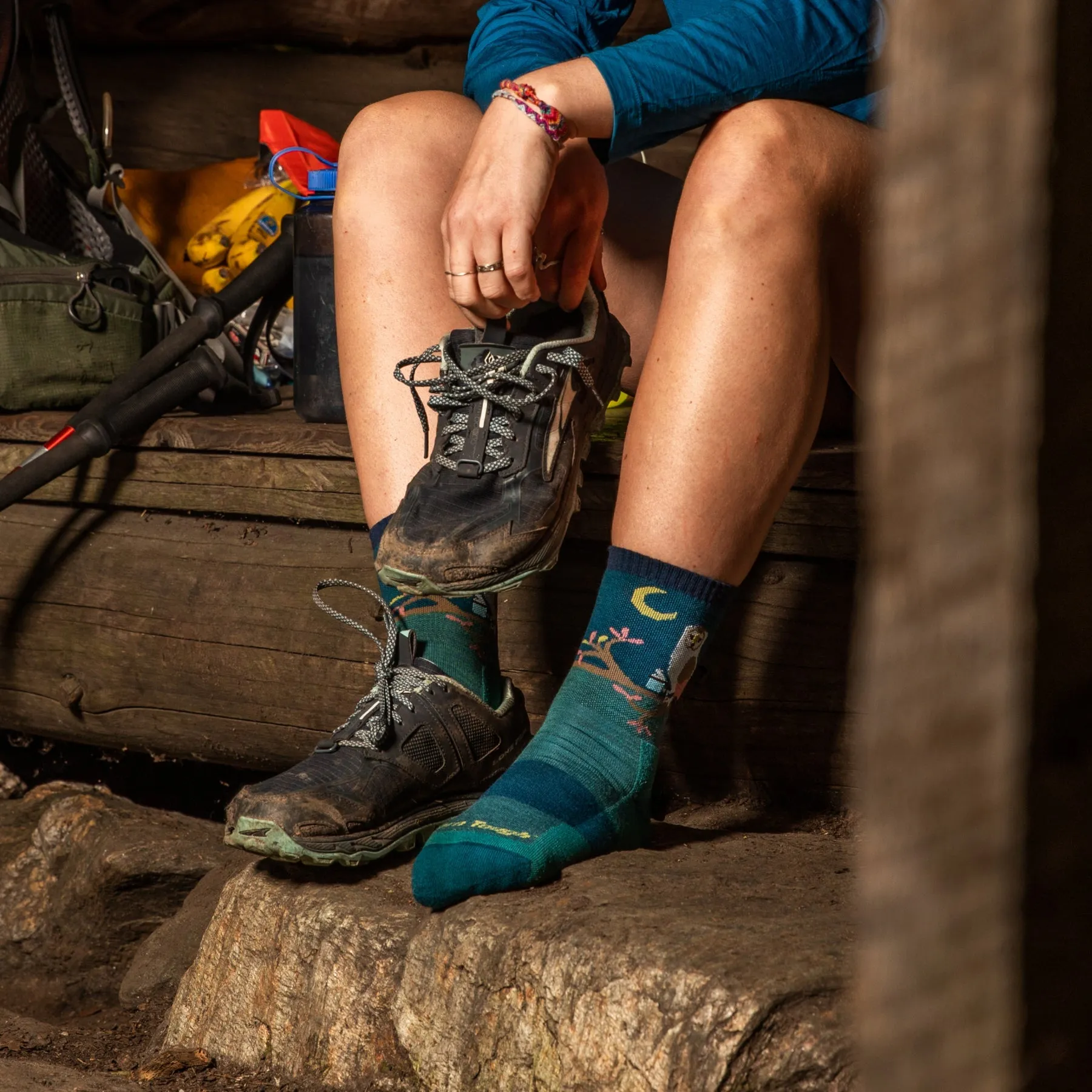 Women's Micro Crew Critter Club Lightweight Hiking Socks (Teal)