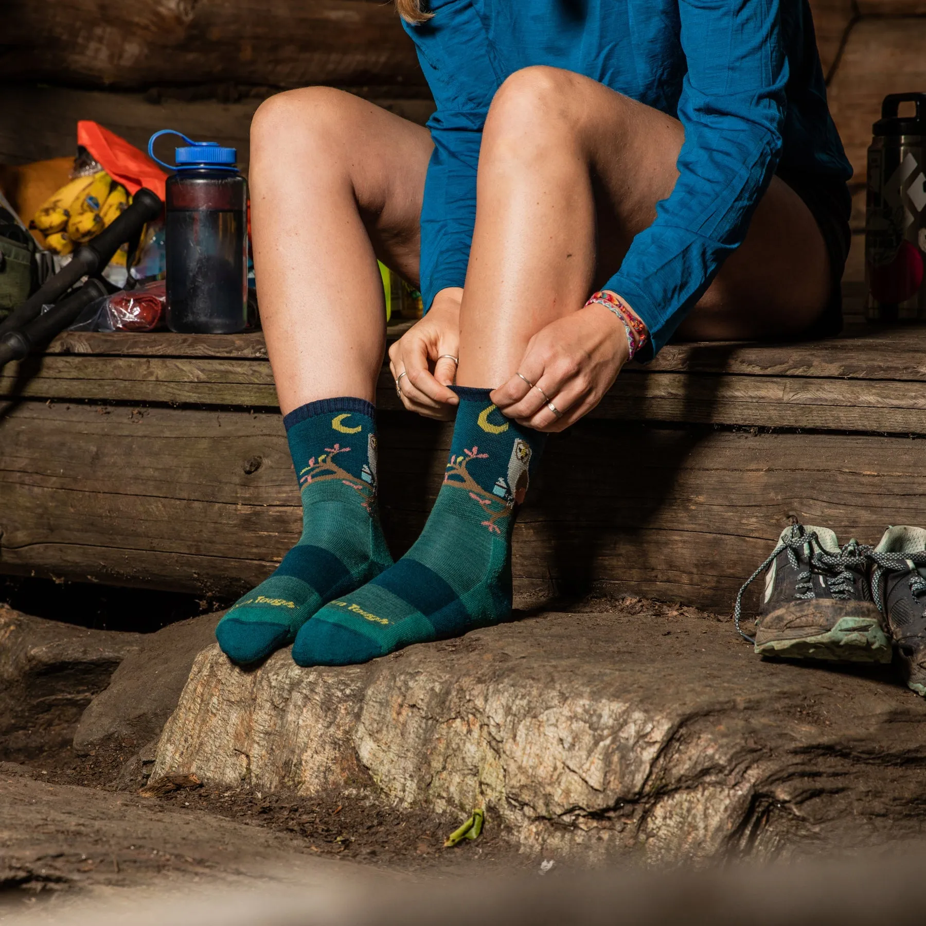 Women's Micro Crew Critter Club Lightweight Hiking Socks (Teal)