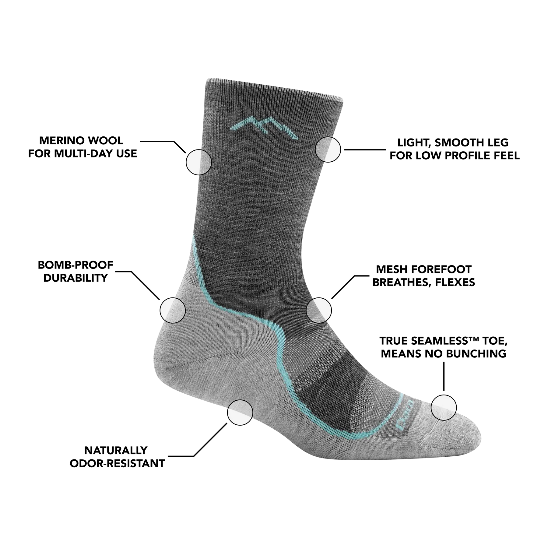 Women's Micro Crew Light Hiker Lightweight Hiking Socks (Space Gray)